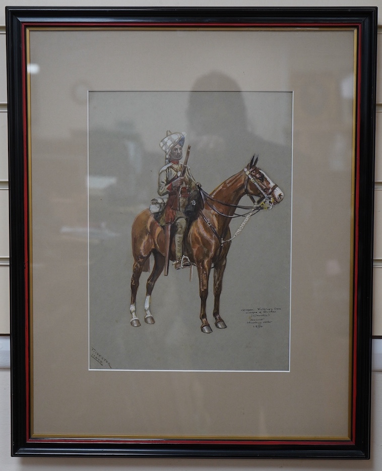 T. Ivester Lloyd (1873-1942), watercolour, 'Queen Victoria's Own Corps of Guides (Cavalry) Sowar Marching Order 1896', signed, 35 x 25cm. Condition - good.